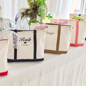 Custom Tote Bag with LOGO Personalised Canvas Tote Bag for Girls Shopper Bag Embroidered Bridesmaid Tote bridal party initials Tote Bulk