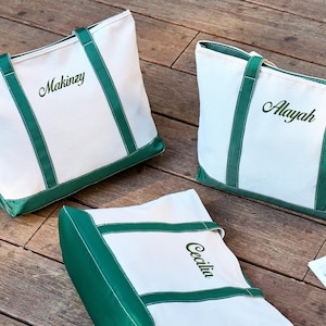 Cabas de plage personnalisé-Sac cabas personnalisé avec fermeture éclair-Cahier en toile monogrammé avec rubans gratuits-Cartable d'école-Broderie-Cadeau pour elle-Cadeau personnalisé