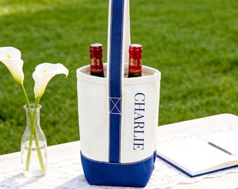 Personalized Reusable Monogrammed Wine Gift Bag, Custom Embroidered Wine Tote, Bridesmaid Proposal Gift, Housewarming Gift for Hostess