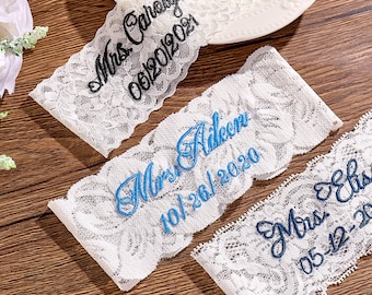Personalized Bridal Non-slip Garter, WHITE/BLACK Lace Garters, Wedding Toss Garter for Bride