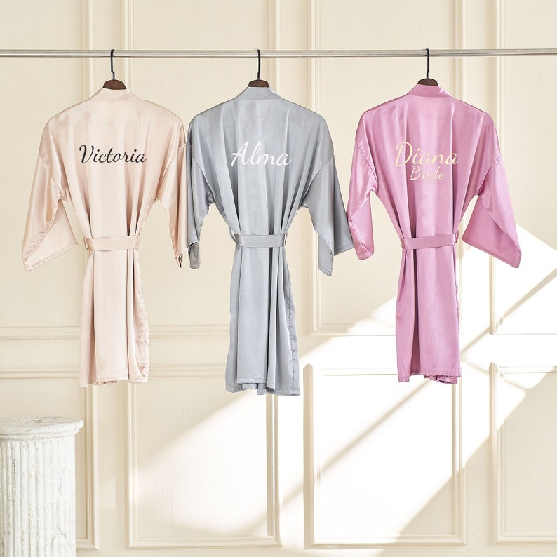 Bridesmaid Robes,Bridal Party Robes,Wedding Dressing Gown,Bridesmaid Proposal,Bridal Shower,Dressing Gown,Maif of Honor Bridesmaid Gifts image 1