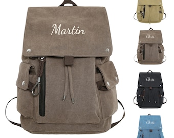 School Bag, Canvas Backpack,Personalized Rucksack for him,Traveler Backpack,Travel GYM Bag for Dad,Custom Multifunctional Camping Laptop Bag