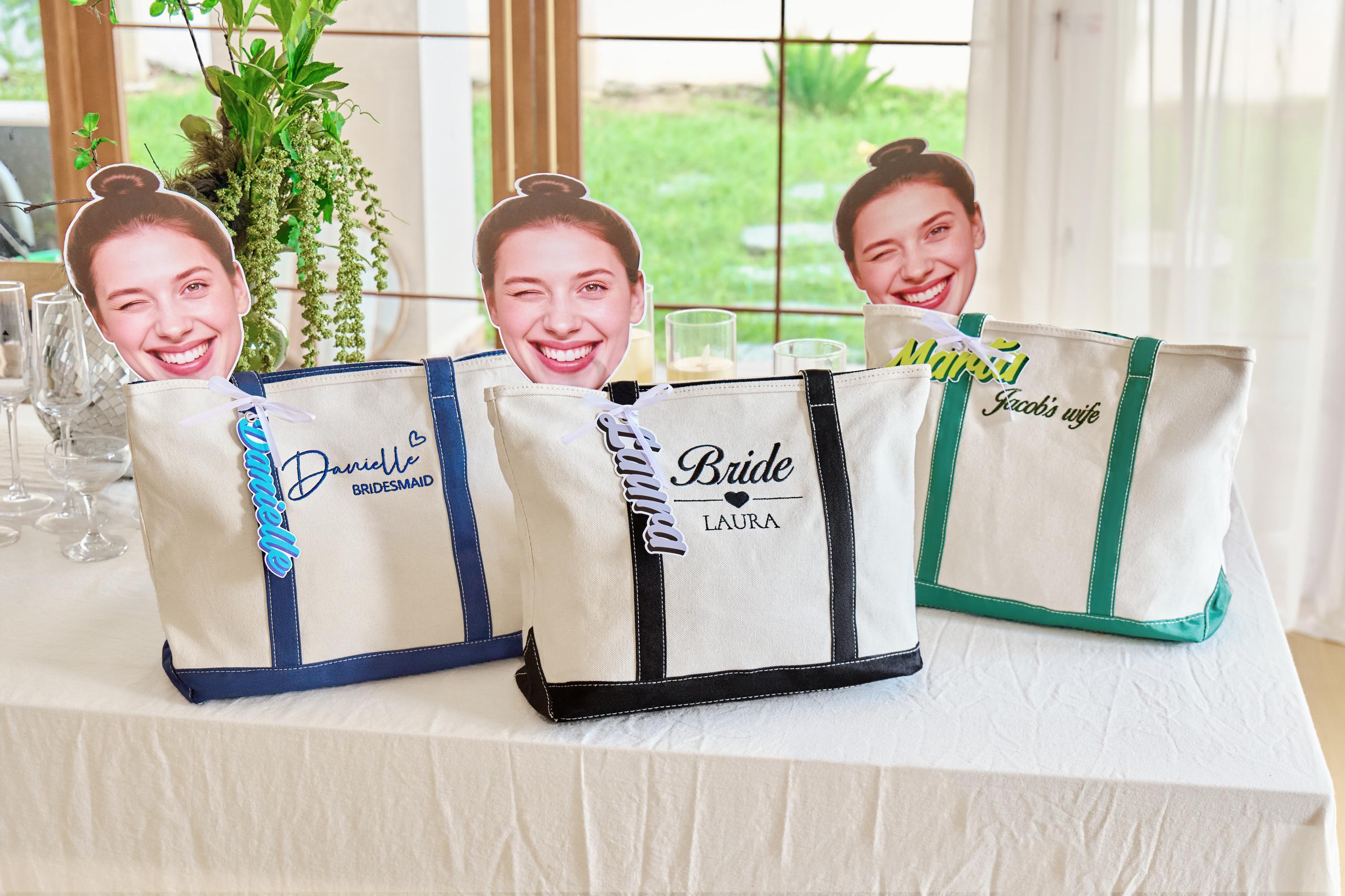 Personalised Large Capacity Tote Bag,Embroidered  LOGO Tote Bag,Bridesmaid Gift,Bachelorette Gifts,Custom name Tote,Gift for Her,Initials