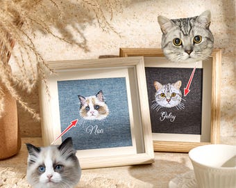 Custom Embroidered Pet Portrait From Photo, Personalized Dog Cat Memorial Gift, Wedding Keepsake Gift Idea, Dog Mom Keepsake