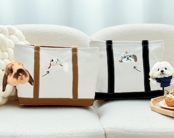 Design Your Dog Tote Bags,Custom Pet Face Embroidered Tote Bag,Dog Mom Tote Bag,Pet Portrait Bag,Cat Mom Gift,Pet Lover Gifts