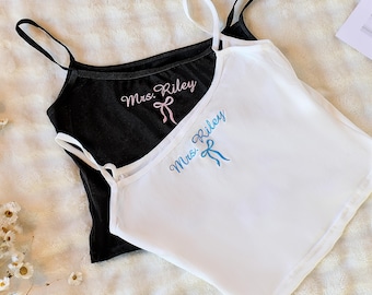 Mrs. Pajama Set, Bride Pajamas, Bride Embroidered Tank and Sweatpants Set, Bridal Shower Outfit, Engagement Gift,Mrs. Set,Mrs Tank & Joggers