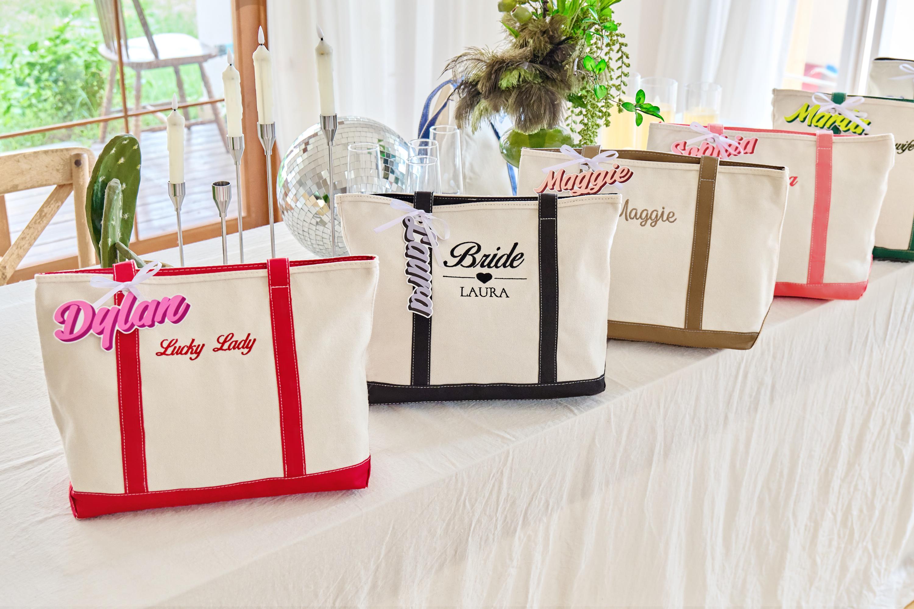 Custom Tote Bag with LOGO Personalised Canvas Tote Bag for Girls Shopper Bag Embroidered Bridesmaid Tote bridal party initials Tote Bulk