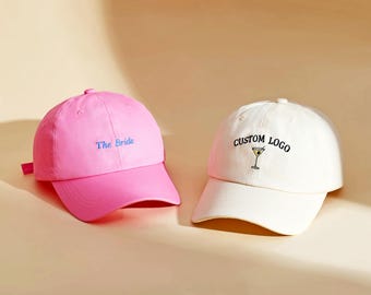 Embroidered Hat, Personalized Dad Cap, Custom logo embroidered hats, Custom Text Embroidered Hat, Bachelorette Party, Unisex Baseball Cap