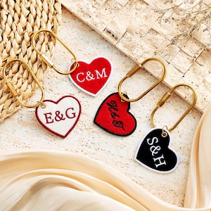 Custom Embroidered Felt Keychain, Personalized Initials Bag Charm, Retro Preppy Style Bag Accessory