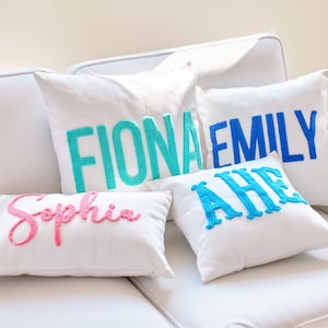 Monogrammed Custom Name Punch Needle Pillow, Personalized Wedding Gift for Couple,Baby Shower Gift,New Home Housewarming Gift, New Mom Gift