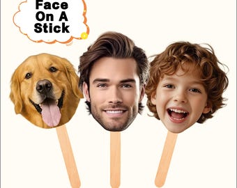 Face on a Stick Big Head Cutouts, Pet Face on a Stick, Big Head Graduation Face,Custom Birthday Face on a stick,9.8" Custom Heads on a Stick