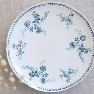 Antique Society Ceramics Maastricht model “YVETTE” Blue Floral Low Footed Pedestal Compote Fruit Bowl Cake Stand Made In Holland