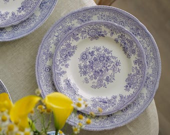 Rare Late 19th Century Vintage Gustafsberg Purple Asiatic Pheasants Plate Made in Sweden