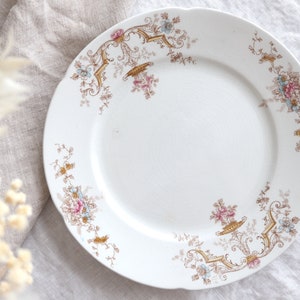 Vintage Semi-Porcelain J&G Meakin Hanley England Richelieu Multicolor Floral 8 3/4&quot;(22.5cm) Dinner Plate Beautifully Crazed