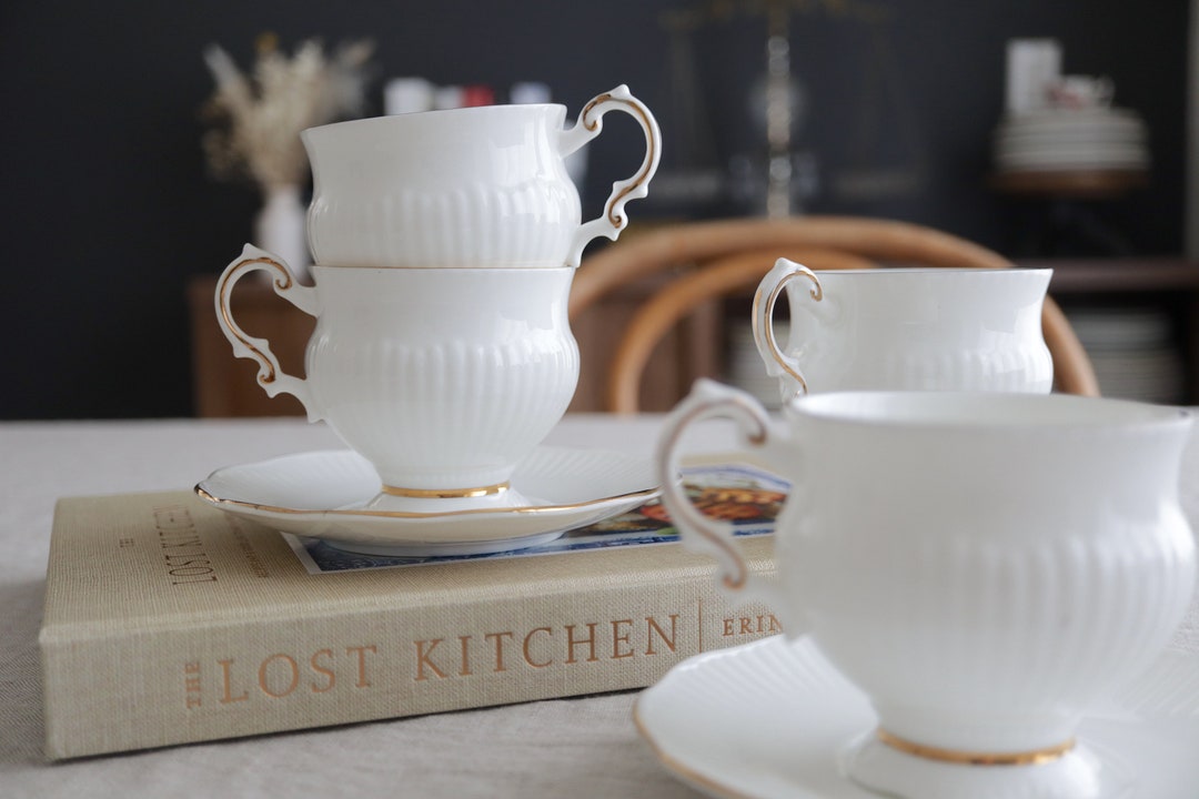 Vintage Elizabeth Fine Bone China Coffee Cup & Saucer Set, Gold Rim - Etsy