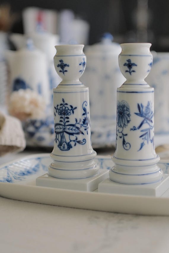 マイセン ブルーオニオン ペア キャンドルスタンド キャンドルホルダー