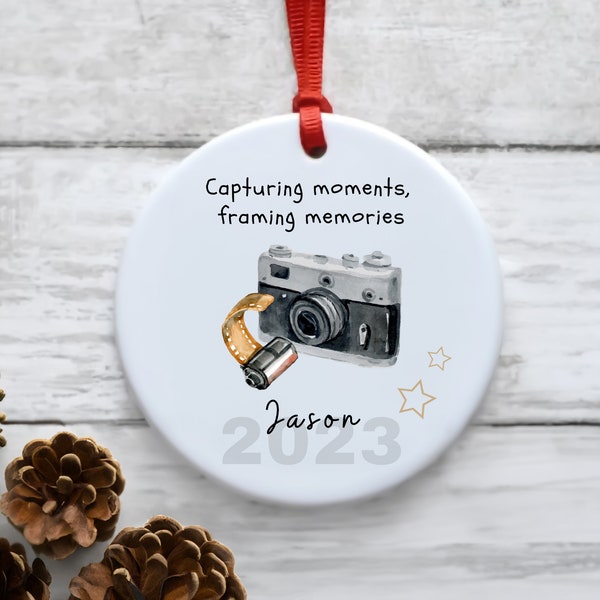Personalized Photographer Ornament - Christmas Ornament Keepsake for Photographer, Film Maker Gift, Camera Ornament, Gift for Photographer