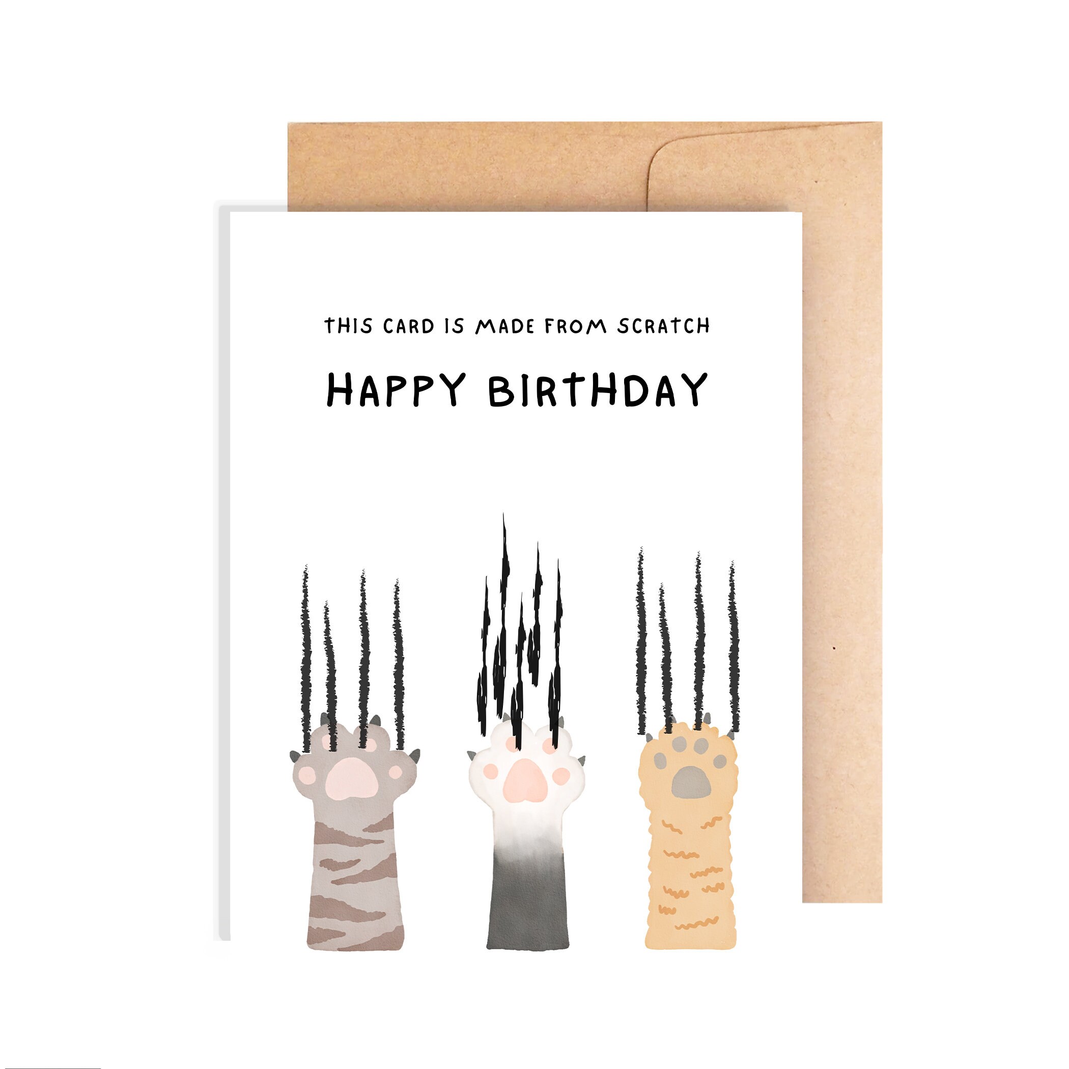 Snarky BIRTHDAY Greeting Card Made From Cat Scratches, Cute Funny Cats ...