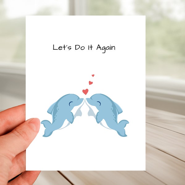 Playful Happy Couple In Love Greeting Card - Let's Do It Again, Enjoy Our Moments Together, Romantic Card, Celebrate Our Love And Laughter