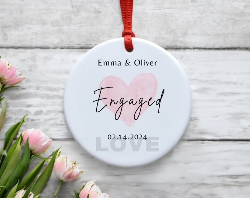 Personalized Engagement Keepsake Ornament, Engaged Couple Keepsake