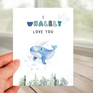 Playful I Love You Greeting Card, Sweet Funny Birthday Card, Adorable Anniversary Card, Adorable Birthday Card, Romantic Whale Love Card