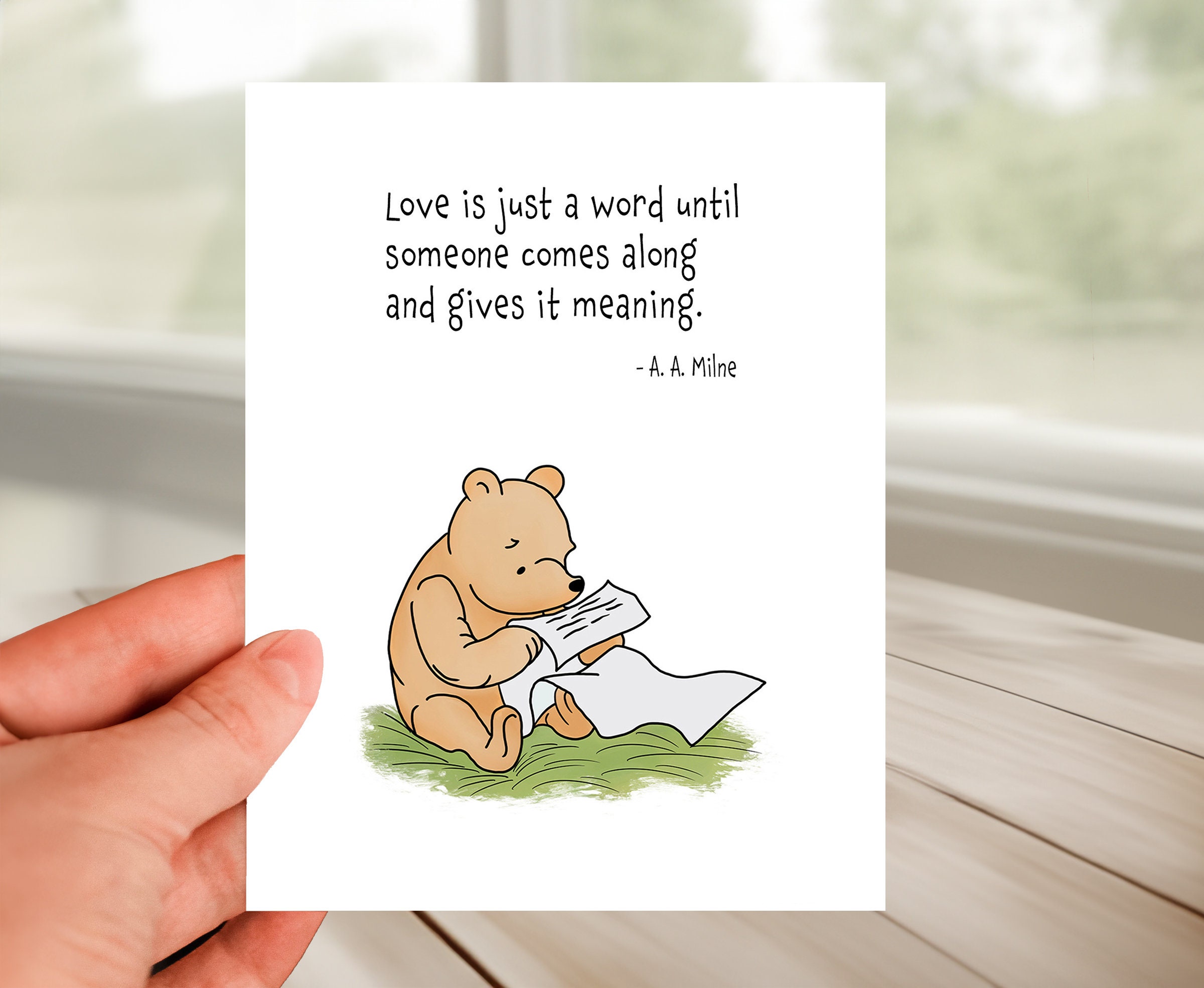 Classic Winnie the Pooh Friendship Quote Greeting Card - Love is Just A  Word Until Someone Comes Along and Gives It Meaning - Etsy, image size:2400x1969