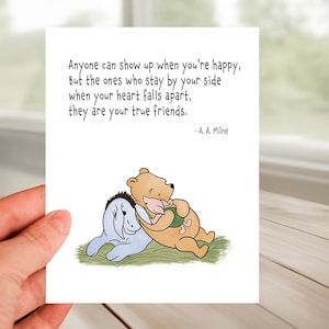 Classic Winnie the Pooh Friendship Card, Cute Card for Best Friend, Bestie Card, Just To Say Hello, Friend Birthday, Graduation, Farewell,