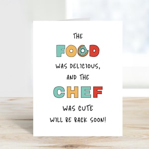 Fun Thank You Chef Greeting Card, Appreciate The Invite, Thank You wife, After Party Thank you, Grateful Homemade Meal, Large Size Available