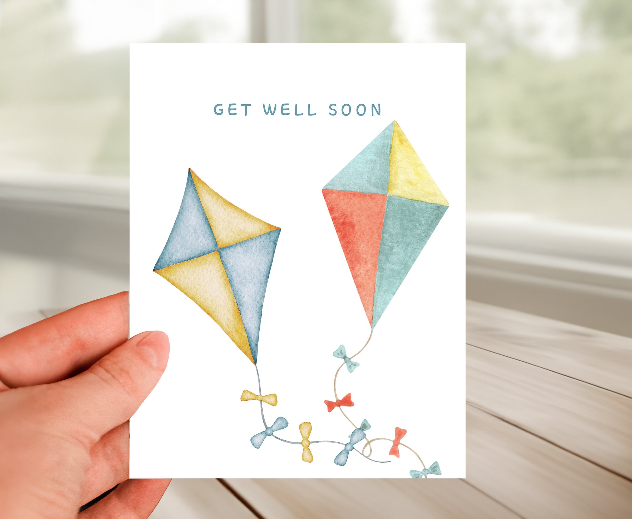 Get Well Soon Greeting Card Flying Kites Wishing Well, Hope You Feel ...