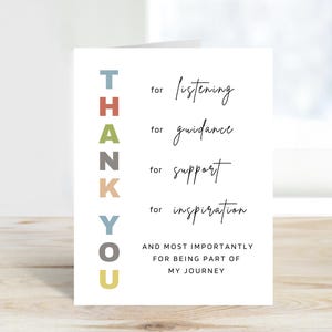 Thank You Greeting Card to Teacher Appreciation Gift to Mentor, Coach, Educator, Pastor, Grateful for your Support, Extra Large Available