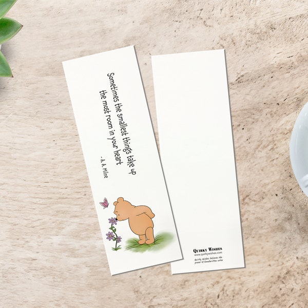 Laminated Bookmark Keepsake. classic pooh bear quote and illustration, Graduation Gift, Readers, Students, and Bookworms