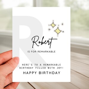 Personalized Birthday Day Card, Letter R Monogram Birthday Card ...