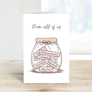 Farewell Greeting Card for Departing Coworker, Friend farewell Party, Graduation Celebration, A jar of Best Wishes We Will Miss You