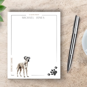 Personalized Dog Notepad, Custom Great Dane Notepad, Personalized Notepad for Dog Owner, Gift for Dog Lover, Cute Great Dane Stationery Gift