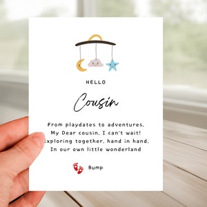 Pregnancy Announcement Card, Poem Card from baby to Future Cousin, Pregnancy Reveal, Baby On The Way, Big News Surprise to Niece and Nephew