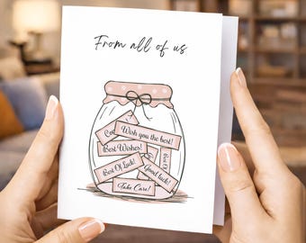 Farewell Greeting Card for Departing Coworker, Friend farewell Party, Graduation Celebration, A jar of Wishes