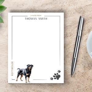 Personalized Dog Notepad, Custom Rottweiler Notepad, Personalized Notepad for Dog Owner, Gift for Dog Lover, Rottweiler Dog Stationery Gift
