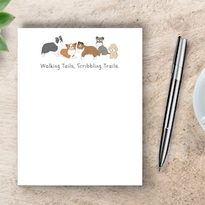 Playful Dog Lover Notepad - Cute Dog Walker Notepad, Dog Hotel Stationery, Paws, Walks, Wagging Notes, Pet Sitter Essentials