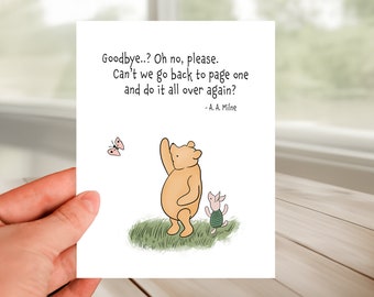 Friendship Greeting Card - Classic Winnie The Pooh Quote, Sincere Card to Say Farewell, Cute Way to Say Goodbye, Card for departing Friend