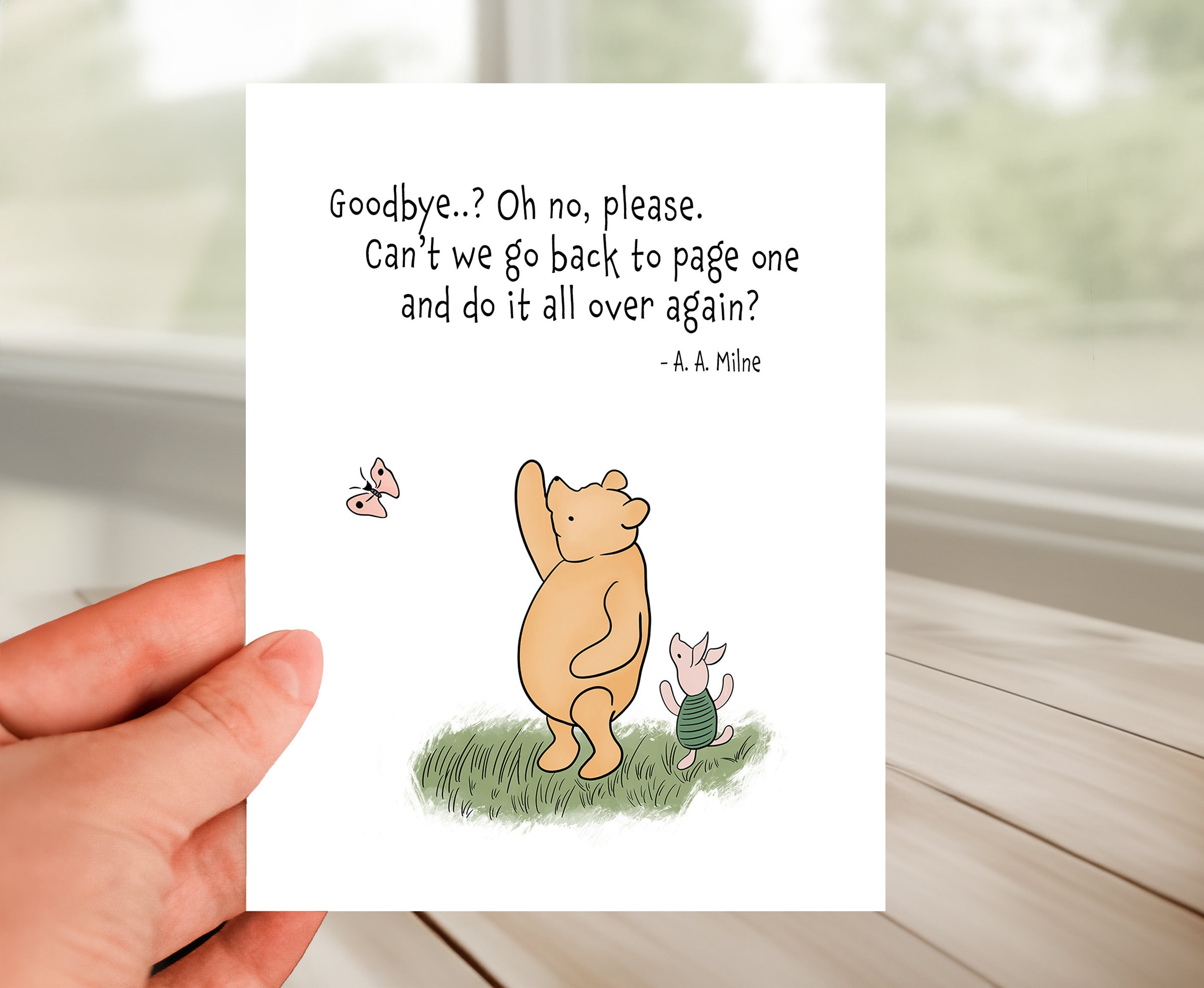 Friendship Greeting Card - Classic Winnie The Pooh Quote, Sincere Card to Say Farewell, Cute Way to Say Goodbye, Card for departing Friend