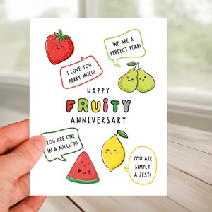 Happy Fruity Anniversary Card, Cute 4th Wedding Anniversary, Adorable Fruit Pun Love Message, Perfect Pair, Love You Berry Much, Simply Zest