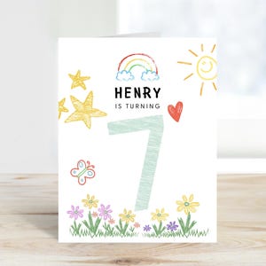 7 Years Old Happy Birthday, Card for Kids, Daughter Birthday, Son Birthday, Card for Niece or Nephew