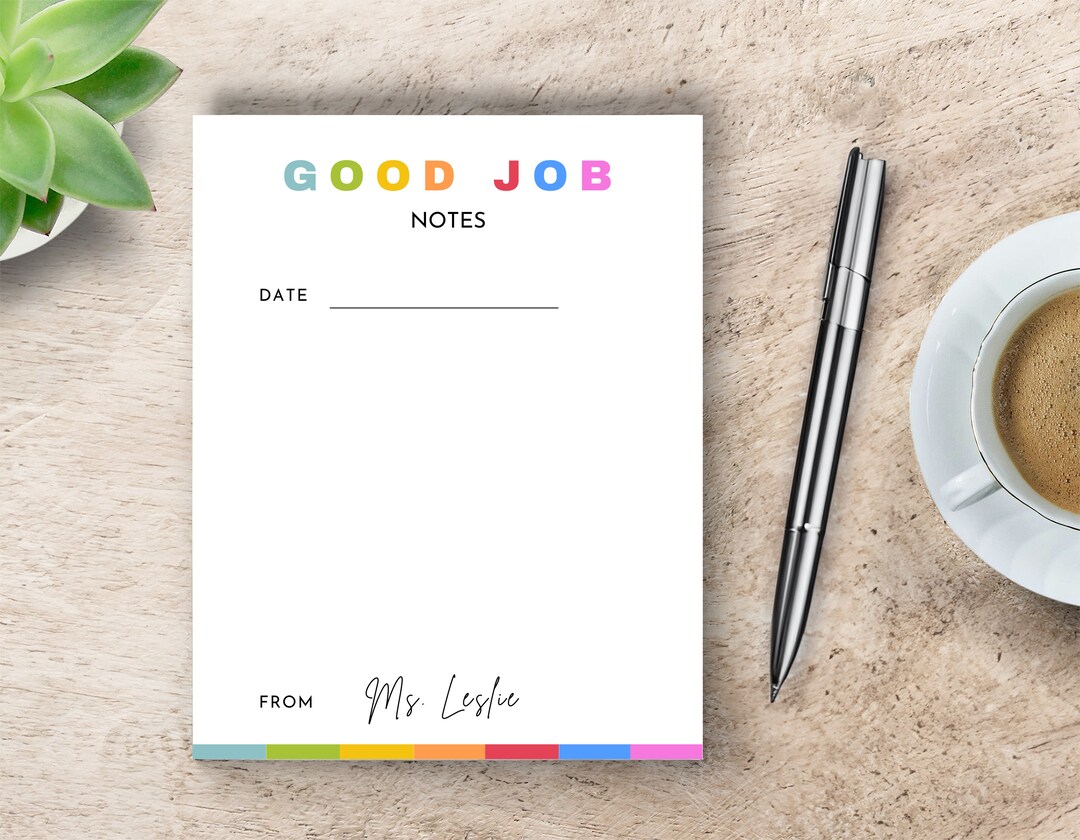 Personalized Teacher NOTEPAD - GOOD JOB Note From Teacher, Special ...