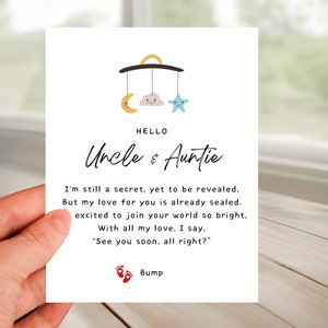 Pregnancy Announcement Card, A Poem Card from baby to future Uncle and Auntie. Pregnancy Reveal, Pregnancy Surprise to Sister and Brother