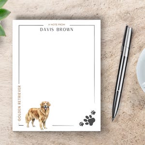 Personalized Dog Notepad, Custom Golden Retriever Notepad, Personalized Notepad for Dog Owner, Gift for Dog Lover, Dog Stationery Gift