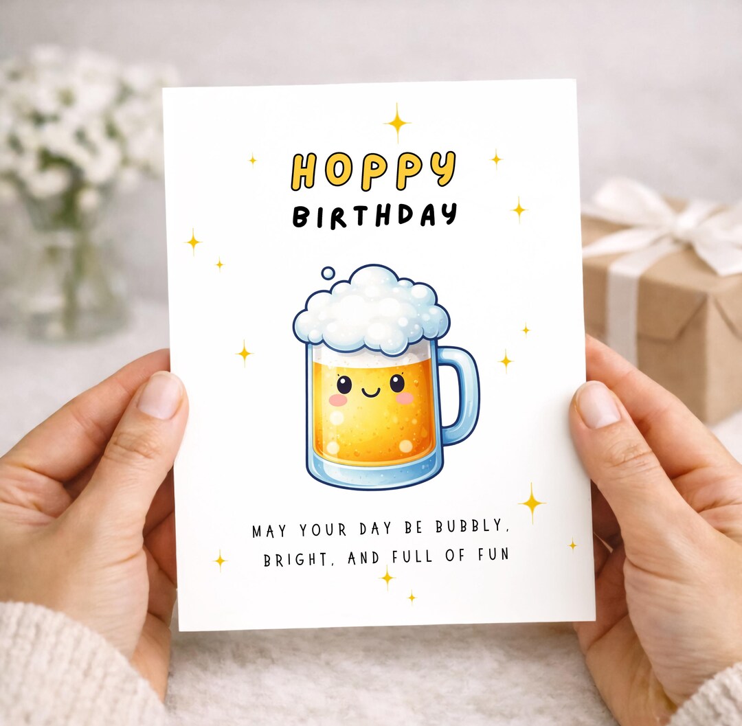 happy birthday happy hour Images High Quality Grahic Birthday Card, Playful Beer, Happy Hour - Etsy