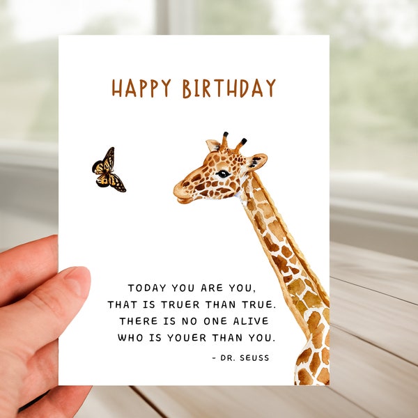 Celebrate Your Uniqueness Greeting Card, a quote from Dr. Seuss, Embrace your individuality, A perfect birthday card for friends and family