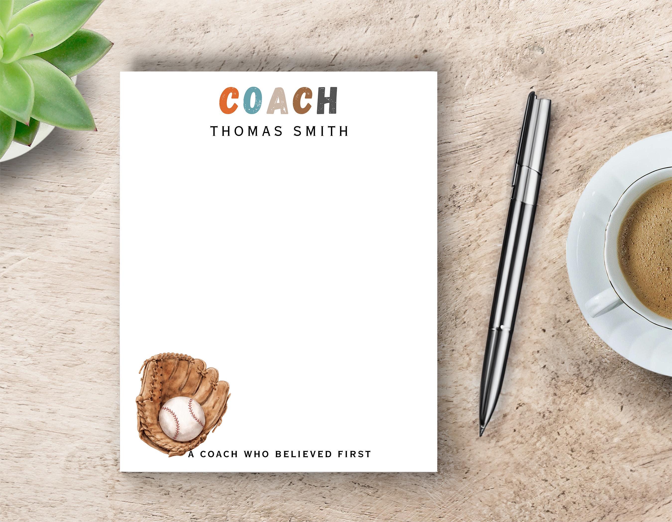 Personalized Notepad Pad, Baseball Notepad, Coach Notepad, Thank You ...
