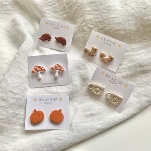 Autumn Woodland Friends Stud Pack | Build Your Own Stud Pack | Made to Order Stainless Steel Polymer Clay Earrings | Handmade