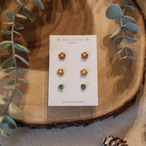 Autumn Floral Polymer Clay Stud Pack | Fun Autumn Jewellery Earrings | Handmade